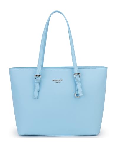 Princely London Shopper Beverly Medium - Stylische Handtasche Damen - Geräumige Shopper-Tasche mit Reißverschluss & Innenfächern - Karibikblau von Princely London