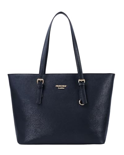 Princely London Shopper Beverly Medium - Premium Handtasche Damen - Geräumige Shopper-Tasche mit Reißverschluss & Innenfächern - Schwarz von Princely London