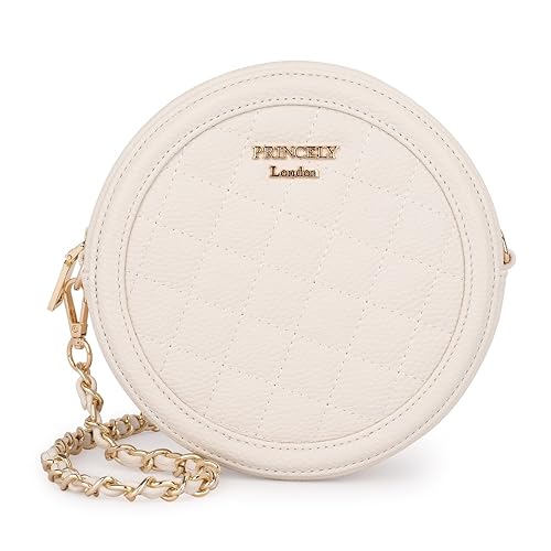 Princely London Schultertasche Polly Weiss – Kleine, Elegante Tasche für Damen aus Hochwertigem Veganem Leder, Kompakte Handtasche für Alltag & Ausgehen von Princely London