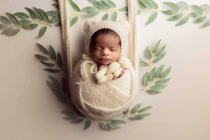 Teddybär-Mütze, Alpaka-Seide Neugeborene Teddybär-Mütze Und Wickel Mütze Wickel, Erdton-Set, Rosa Mehr, Mädchen-Hutfarben von PrincesaAnastasia