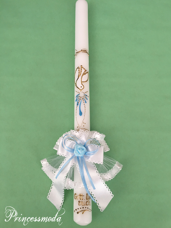 (CH-3-DR) Edle Taufkerze, Motiv: Goldene Taube von Princess Moda