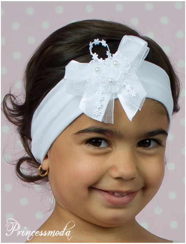 (EM-3a) Bezauberndes weißes, perlenbesetzes Stirnband! von Princess Moda