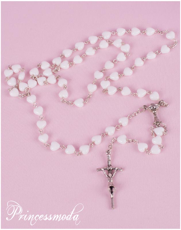 (OL1) IHR Rosenkranz mit entzückenden weißen Herzen! von Princess Moda