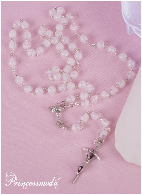 (OL2) IHR Rosenkranz mit runden Perlen in Weiß! von Princess Moda