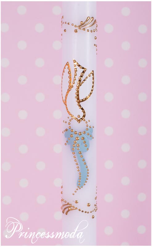 (ch-3-B) Festliche Kerze in Weiß-Blau-Gold! von Princess Moda