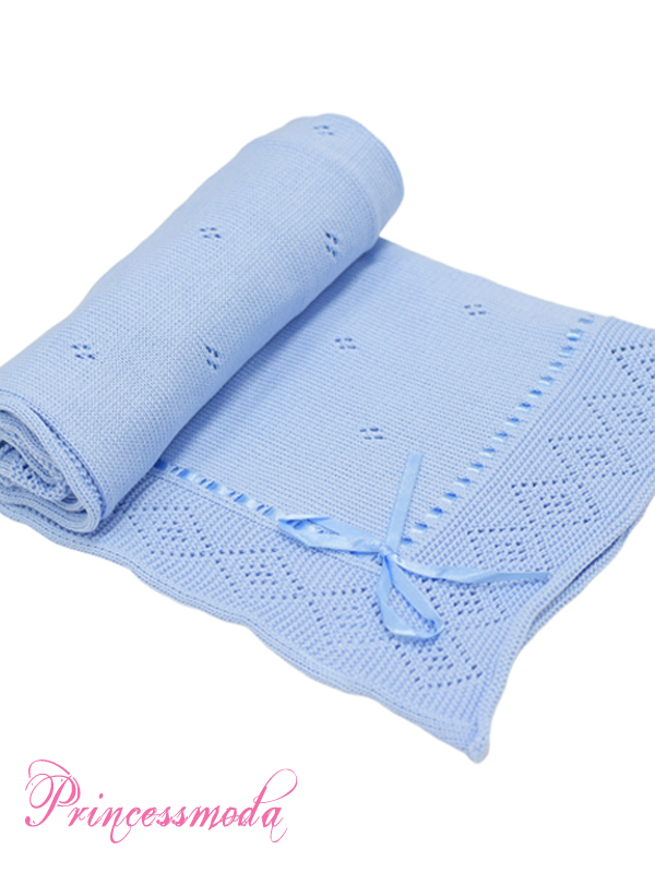 Babydecke in Blau aus 100% Baumwolle von Princess Moda