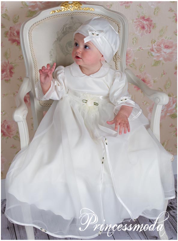 CAROLIN - Langes Taufkleid mit Hut in zartem Creme! von Princess Moda