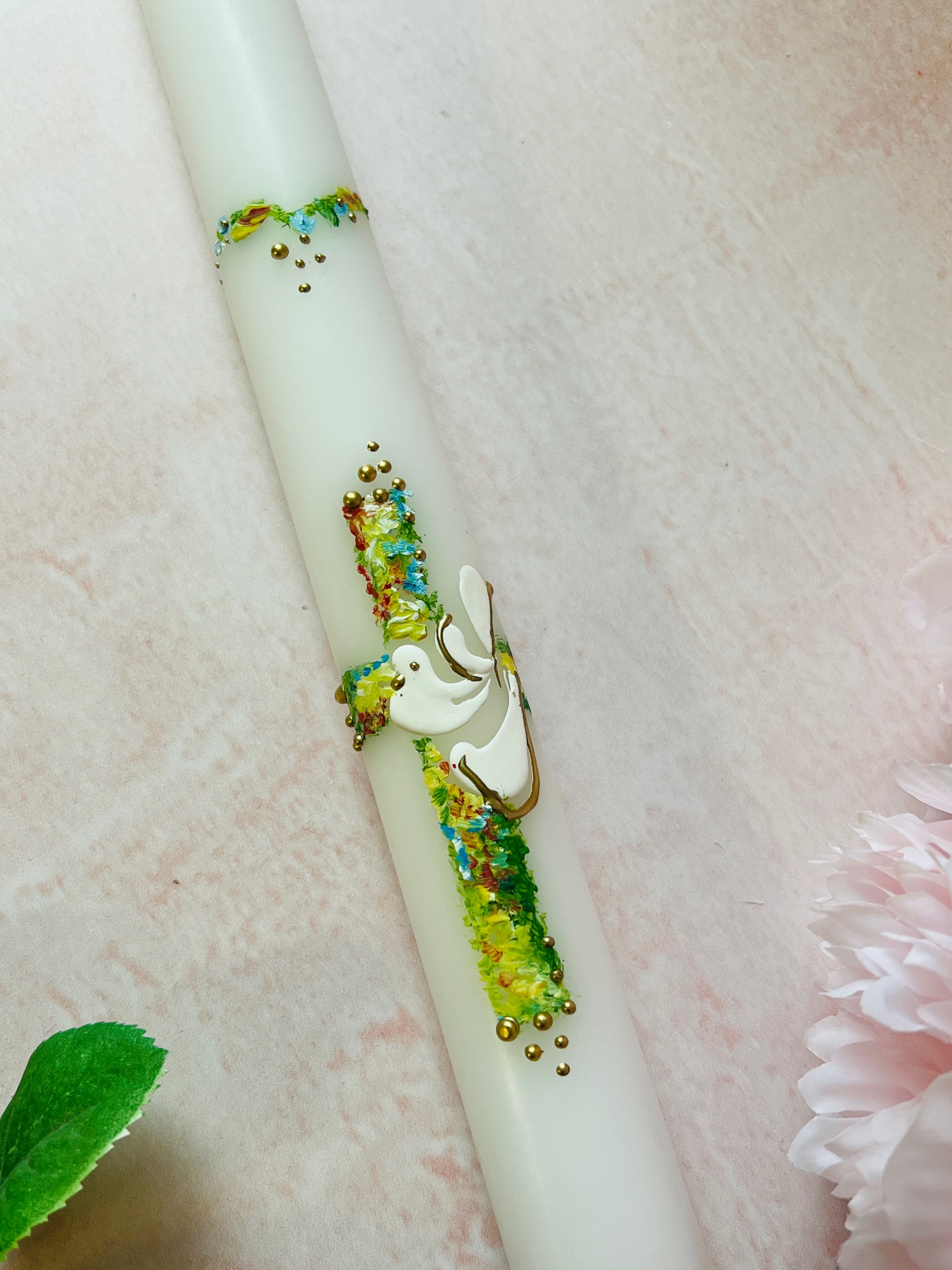 Edle Taufkerze mit Motiv von Princess Moda