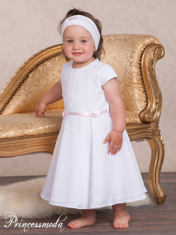 Evelyn - Zartes Festkleid für die Taufe inkl. Stirnband von Princess Moda