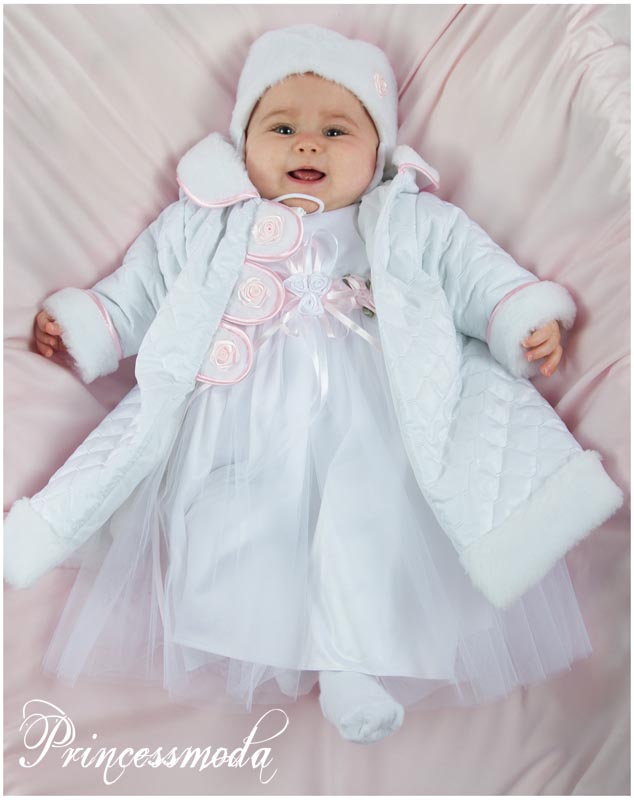 HIMMLISCH! Taufmantel mit Mütze, Taufkleid ROSA und Hut von Princess Moda
