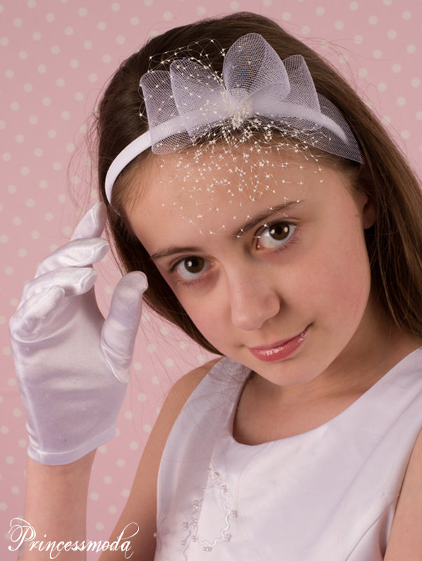 Haarreifen mit Netz in Schneeweiß von Princess Moda