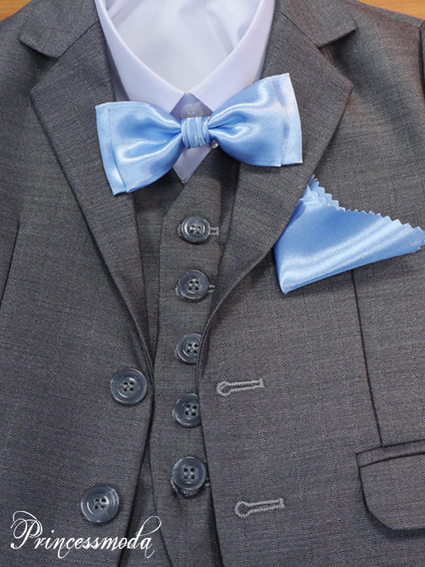 Hellblaue Kinderfliege inkl. Einstecktuch von Princess Moda