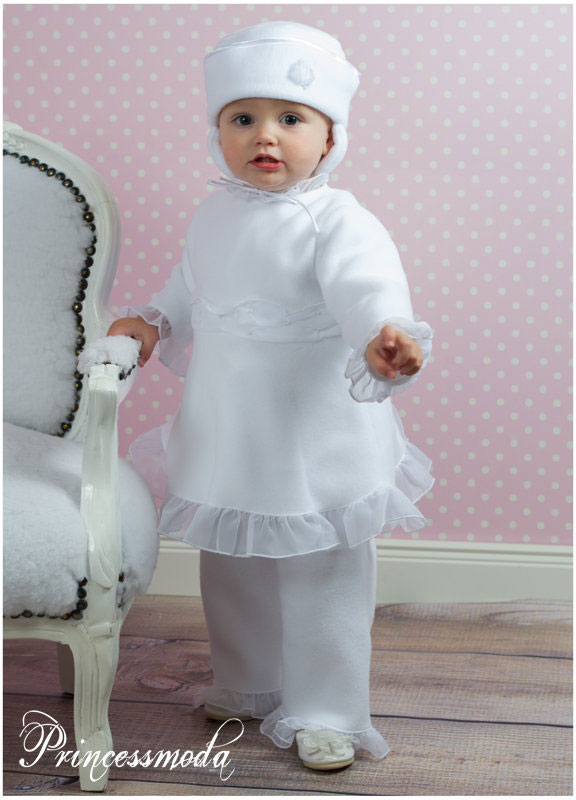 JOHANNA - Warmes Taufkleid mit Hose und Hut von Princess Moda