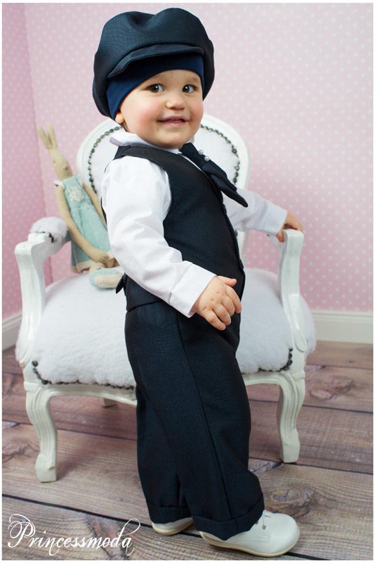 Jason - Eleganter Taufanzug mit Sakko in Dunkelblau von Princess Moda