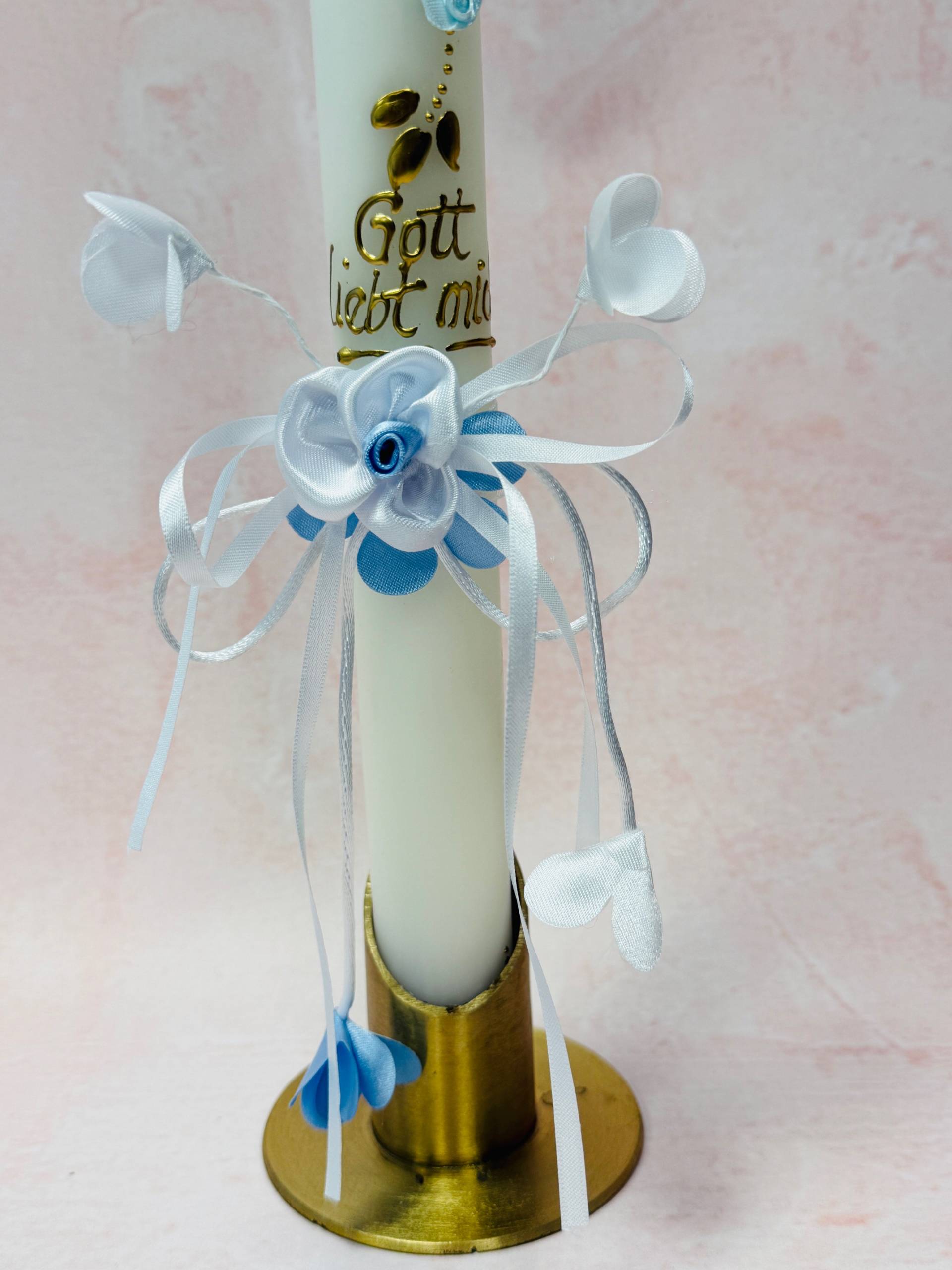 Kerzenschmuck in Weiß und Blau von Princess Moda