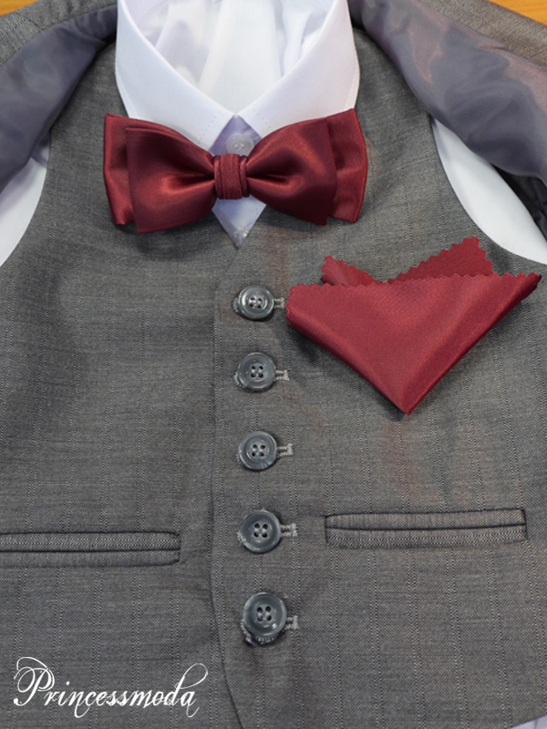 Kinderfliege inkl. Einstecktuch in Bordeaux von Princess Moda