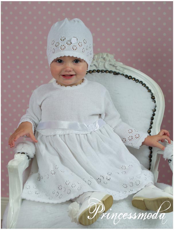 Linea - (EK11) Weißes, gestricktes Taufkleid! von Princess Moda