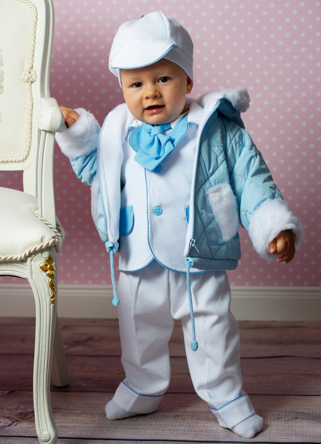 Malte eleganter Anzug + Winter-Jacke BLAU von Princess Moda