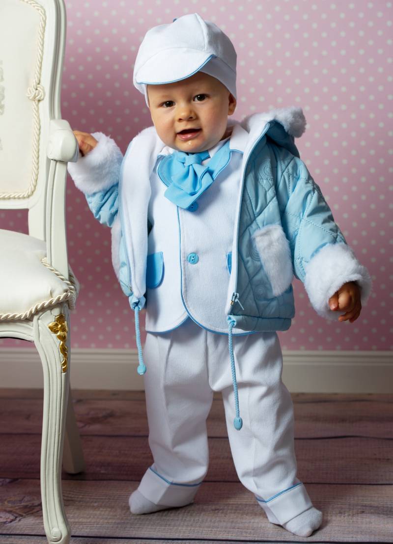 Malte eleganter Anzug + Winter-Jacke BLAU von Princess Moda