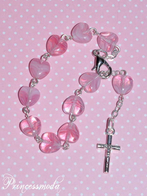 Nr. 1 Rosenkranz in ROSA - Herzenform von Princess Moda