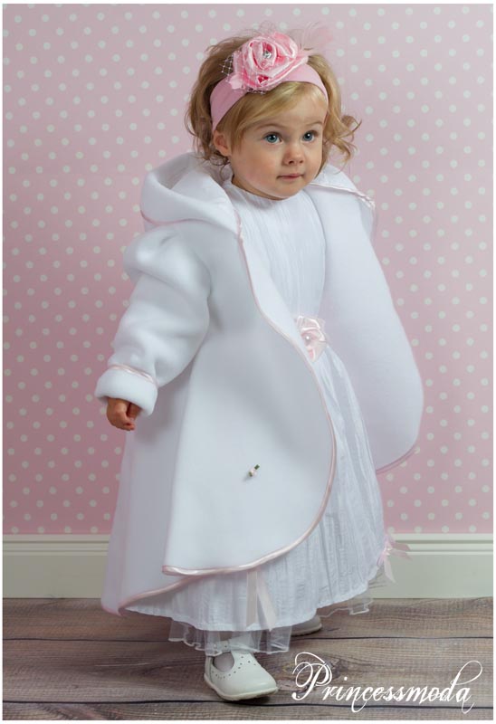 Nr. 12 Taufmantel in weiß-rosa und Kapuze von Princess Moda