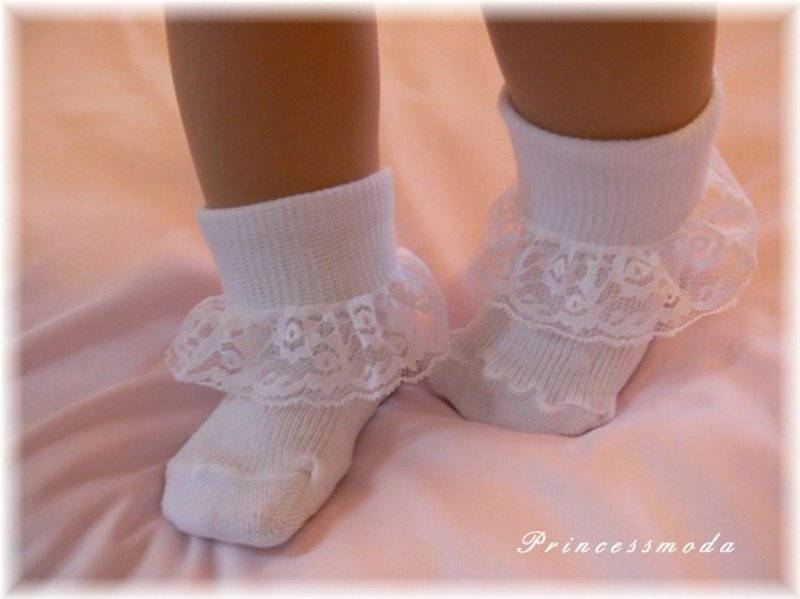 Nr. 3 Mädchen Socken mit Spitze * WEISS * von Princess Moda