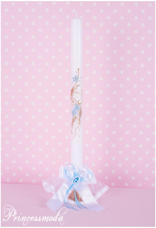 Nr.11 Festliche Kerze in Weiß-Blau-Gold! von Princess Moda