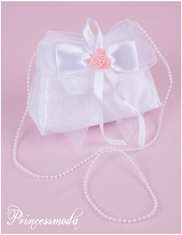 Nr.20 In Weiß mit rosa Blümchen! Zartes Täschchen von Princess Moda
