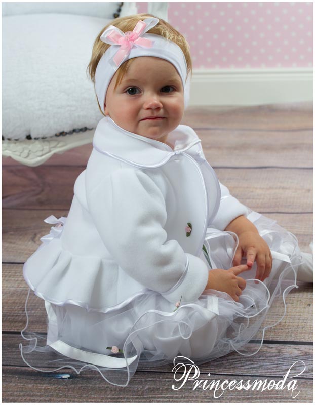 Nr.7 Elegante Taufjacke Bolero in WEISS von Princess Moda