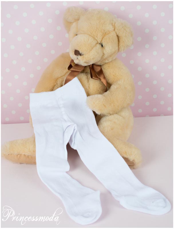 Nr.7 Glatte Strumpfhose für die Taufe in WEISS (warm) von Princess Moda