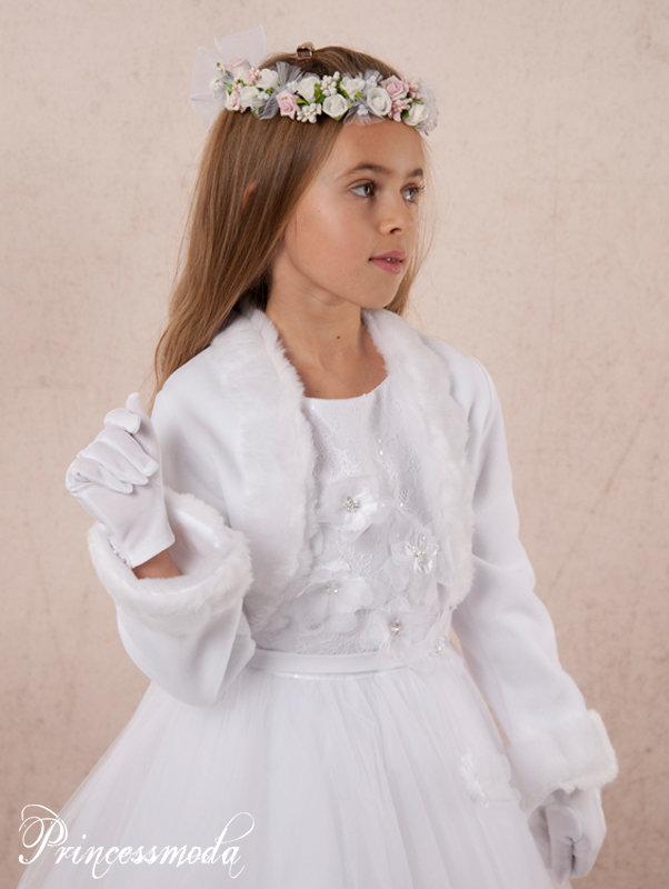 PK039 - Elegante Kommunionjacke aus Fleece von Princess Moda