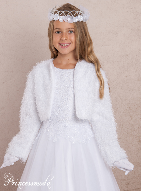 PK061 Kommunionjacke - Hochelegant in Schneeweiß von Princess Moda