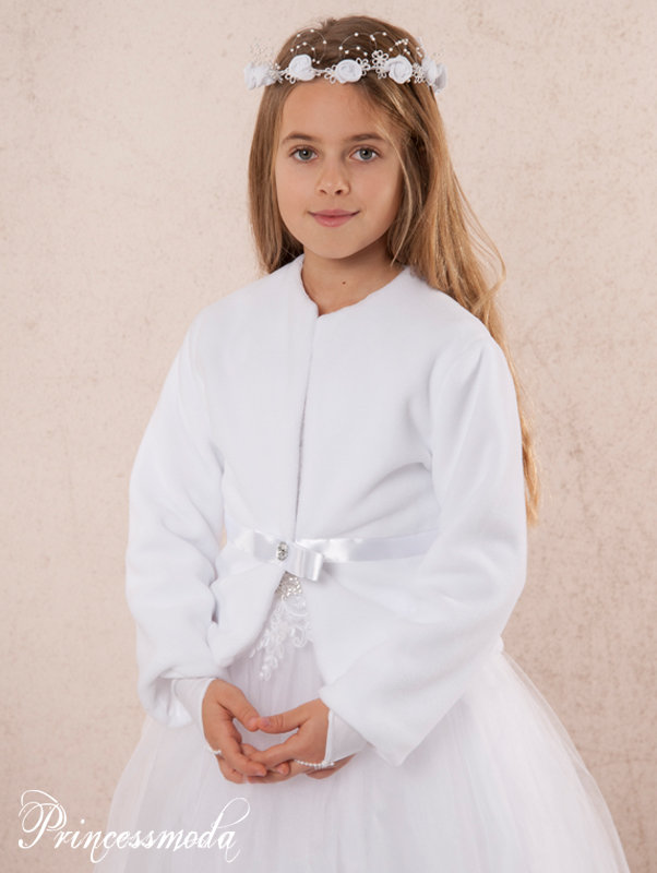 PK071 - Wunderschöne weiße Kommunionjacke von Princess Moda