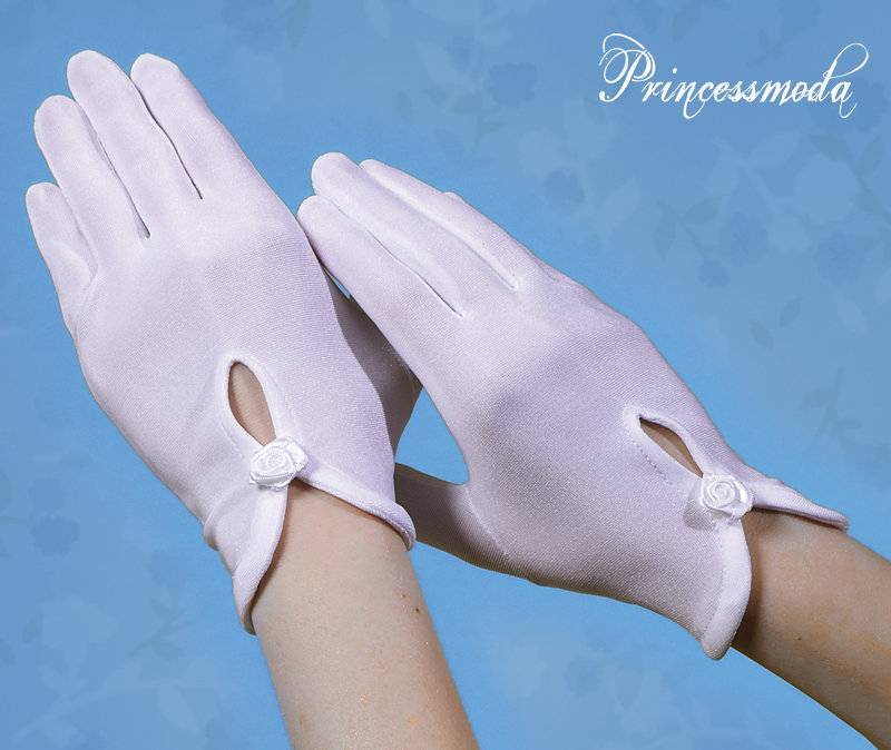 RK-031 Schöne Kommunion Handschuhe in weiss von Princess Moda