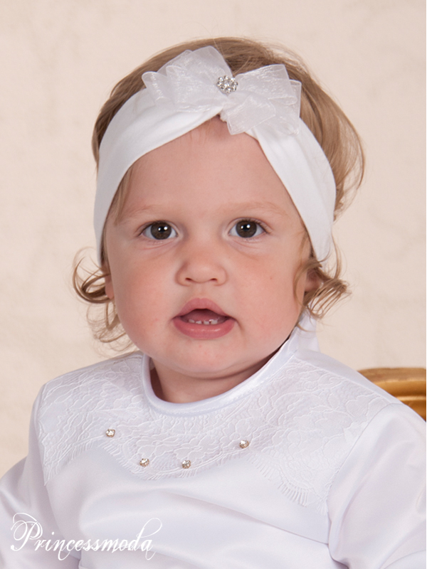 Schneeweißes Stirnband mit Strass von Princess Moda