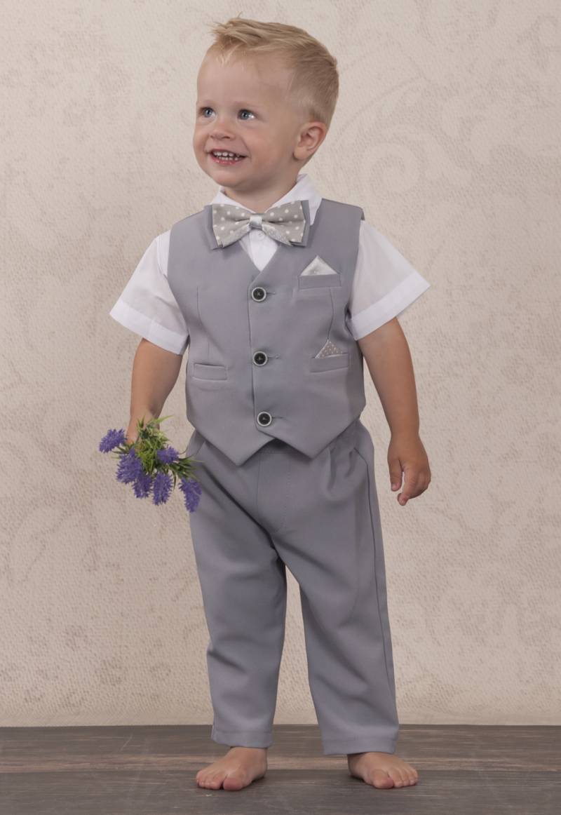 TOBIAS - Sommerlicher Festanzug - Taufanzug in Grau von Princess Moda