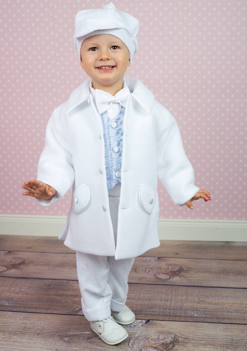 WILLI - Edler Taufanzug in weißem Taufmantel von Princess Moda