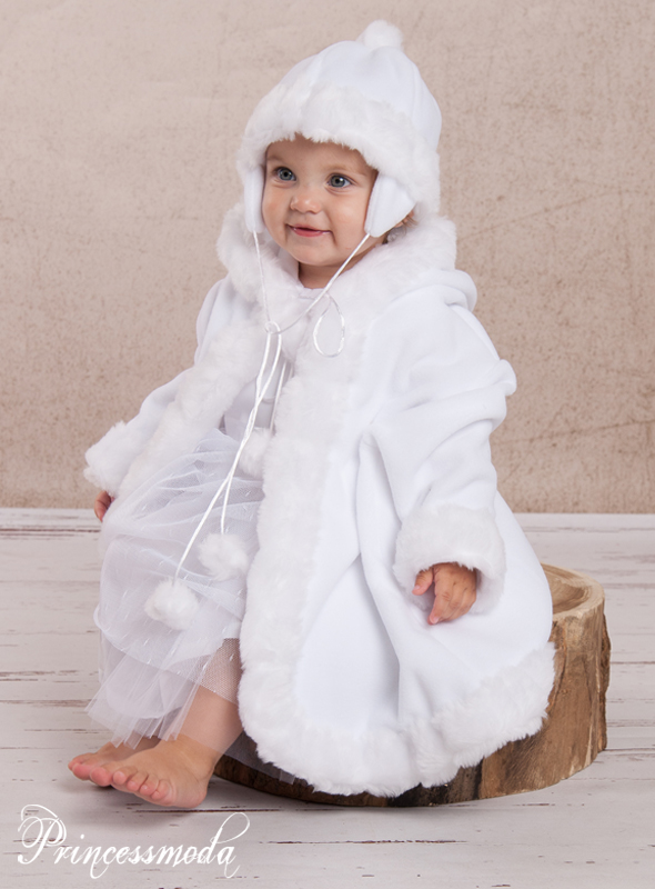 Warmer Mantel mit Kapuze und Mütze von Princess Moda