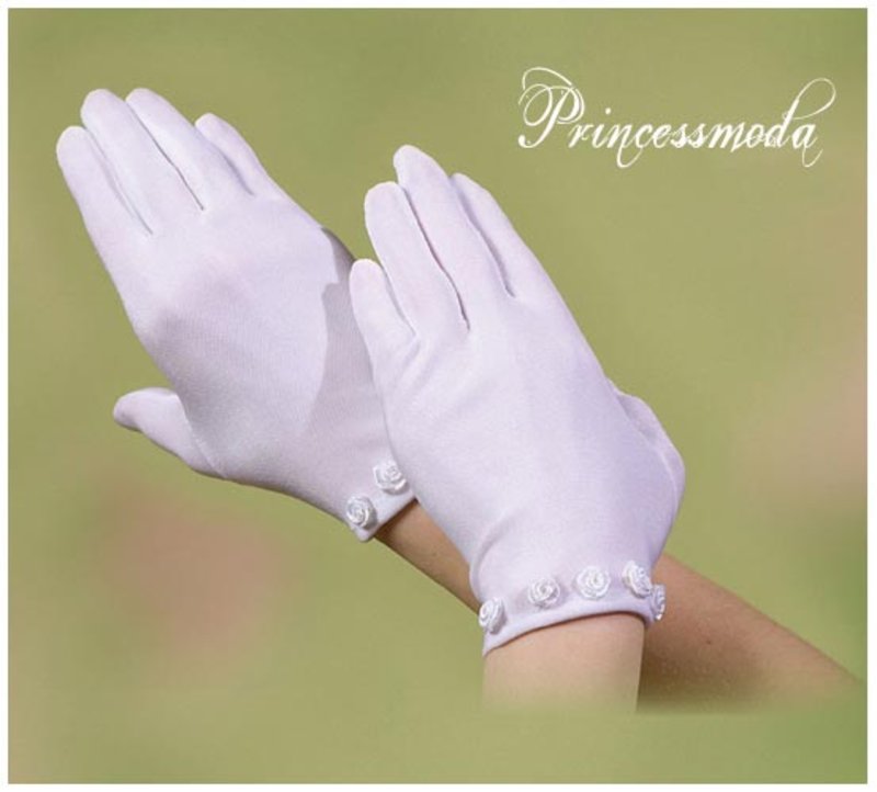 rk021 Kommunionhandschuhe MIT ROSEN von Princess Moda