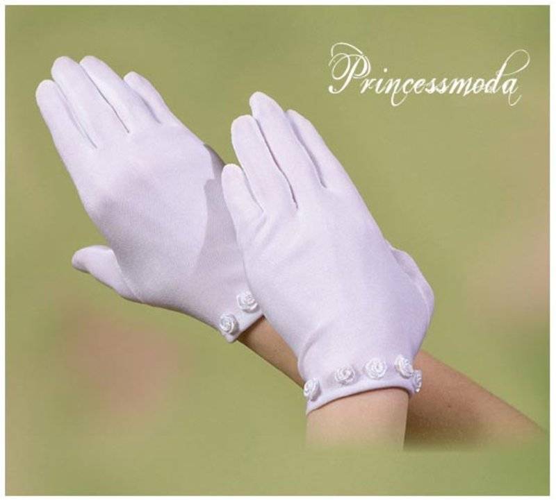 rk021 Kommunionhandschuhe MIT ROSEN von Princess Moda