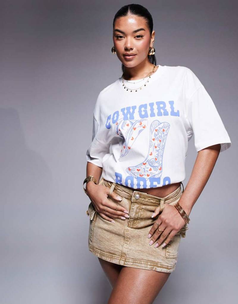 Princess Polly -Velveta - Kurzer Jeansrock in Kamelbraun mit Schnallendetail-Neutral von Princess Polly