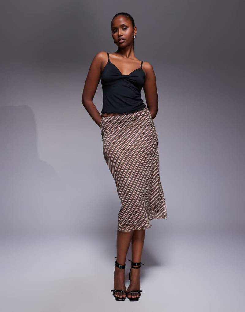 Princess Polly - Harbor - Gerade geschnittener Midirock aus Mesh mit bunten Streifen und Daunen von Princess Polly