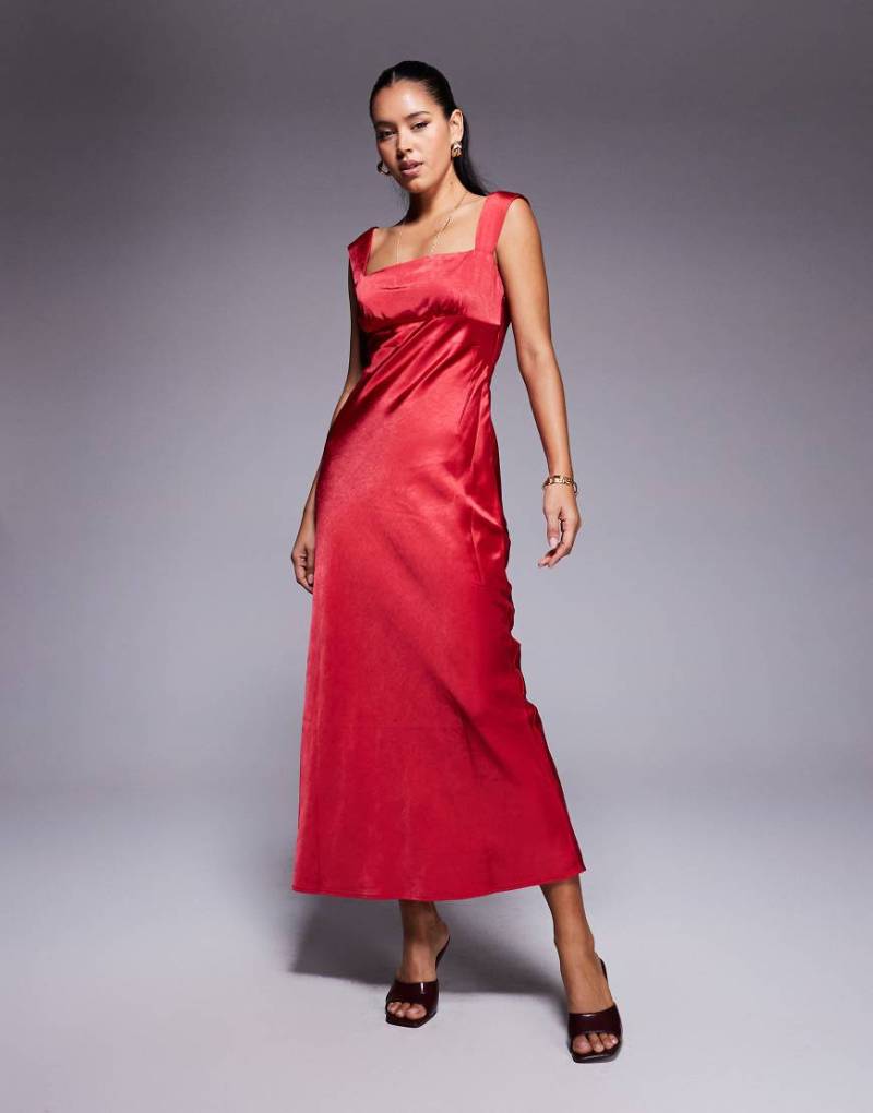 Princess Polly - Radioactive - Maxikleid aus Satin in Rot mit eckigem Ausschnitt von Princess Polly