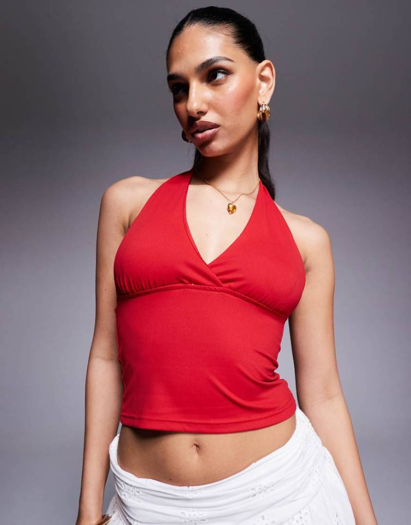 Princess Polly - Figurbetontes Neckholder-Oberteil in Rot von Princess Polly