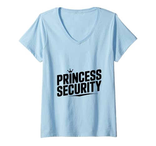 Damen Princess Security Dad Schwangerschaftsankündigung lustig T-Shirt mit V-Ausschnitt von Princess Security Dad Pregnancy Announcement Funny