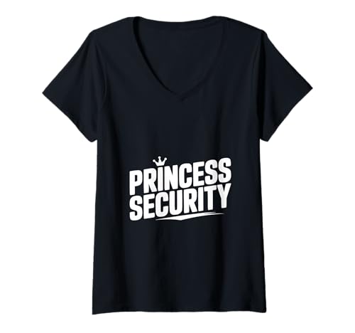 Damen Princess Security Dad Schwangerschaftsankündigung lustig T-Shirt mit V-Ausschnitt von Princess Security Dad Pregnancy Announcement Funny