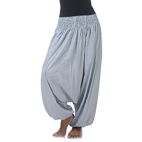 PRINCESS OF ASIA Vegan & Fair - Hippie Hose Haremshose Aladinhose Pumphose für Damen & Herren 36 38 40 42 (Einheitsgröße, Blaugrau) von PRINCESS OF ASIA