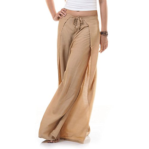 PRINCESS OF ASIA Vegan & Fair - Traditionelle Thai Wickelhose Fischerhose Hosenrock Wickelrock Hippie Hose für Damen & Herren (Einheitsgröße, Beige) von PRINCESS OF ASIA