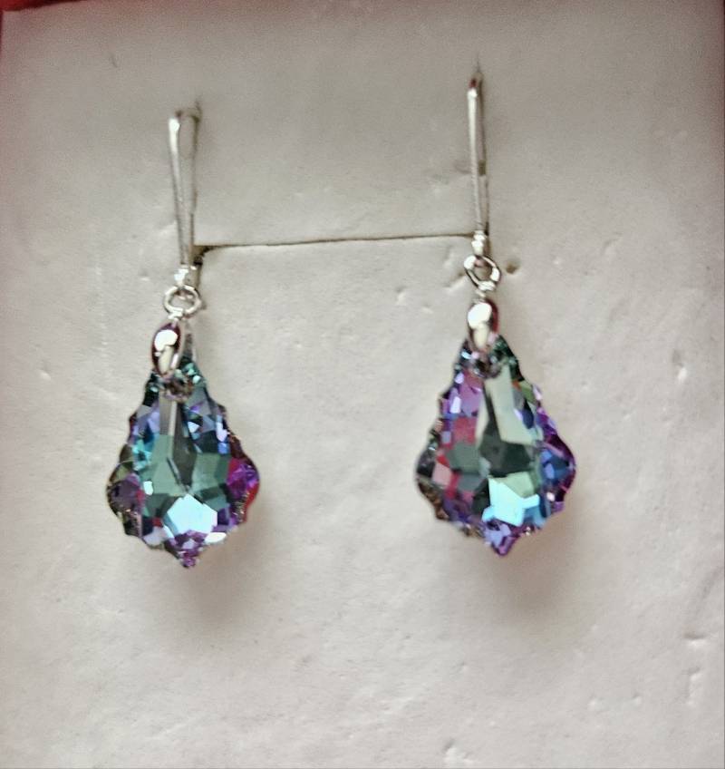 Kristall Aus Swarovski Barock 16 Mm Vitrail Light Crystals Ohrringe. 925 Sterling Silber Brisuren. Brautjungfer von PrincessJewelryHouse