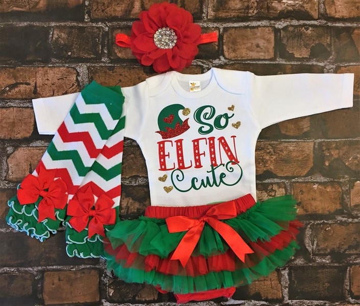 Baby Weihnachts Outfit, So Elfin Cute, Neugeborene Urlaub Kleinkind Outfit von PrincessKeepsakes
